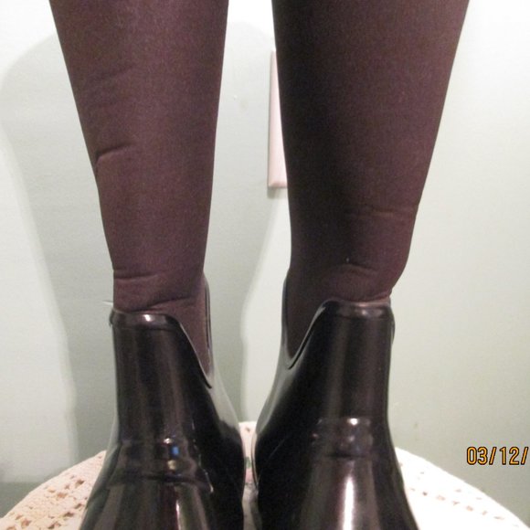 Cougar Tall Black Red Floral Rain Boots 7 Pretty! - Picture 9 of 12